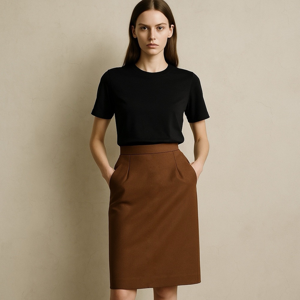 Vintage designer Christian Dior wool skirt. 90s camel color skirt.